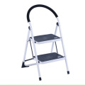 2-Step Folding Stool Steel Step Stool Foldable Step Ladder with Rubber Handgrip and Non-slip Treads (White)